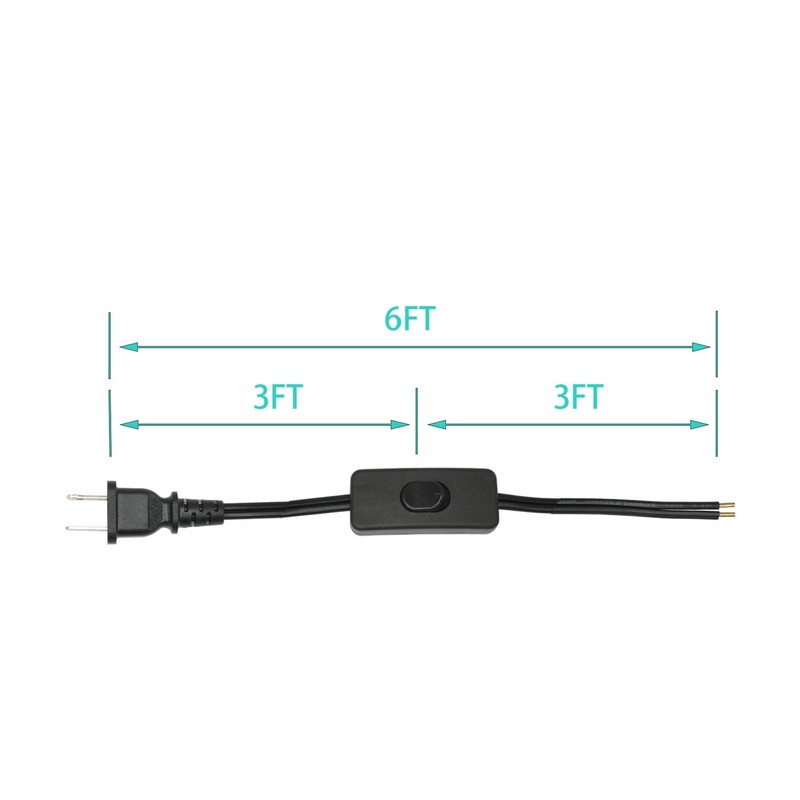 Lamp Cord with Plug and Switch, 6 Feet Black Light