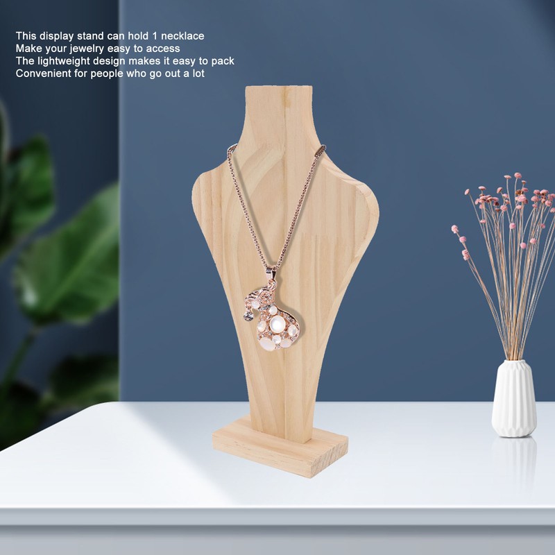 2pcs Wooden Necklace Display Stand Vase Shaped Light Weight Solid