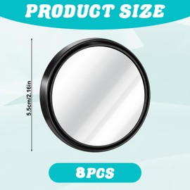 8 PCS Blind Spot Mirrors for Car, 2 Inch Round Convex Blind Spot Mirror 360° Wide View Angle Side Blindspot Mirror for Car Adjustable Cars Rear View with Self Adhesive Back for Cars SUV Trucks, Black