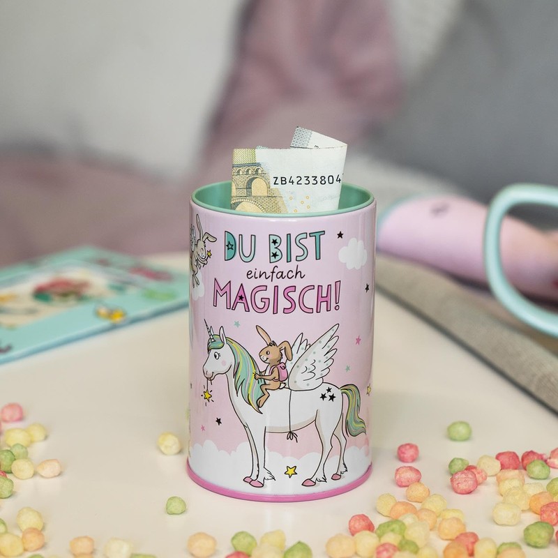 GRUSS & CO Money Box Unicorn Motif, Metal Tin with