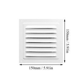 Louvered Ventilation Grille, 2pcs Aluminum Vent Protection Cover Air Flow Ventilation Extractor Cover with Screen Mesh for Wall Door Window - 150 x 150mm