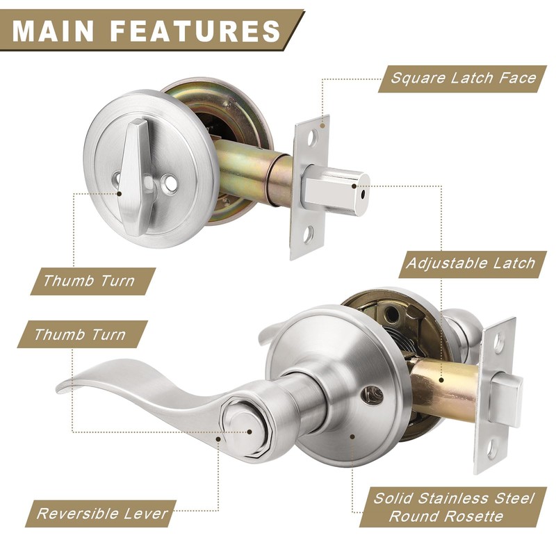 Brotima 3 Pack Keyed Alike Door Lever Set with Single