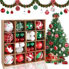 Kaket Christmas Baubles, 42pcs Christmas Tree Balls Ornaments, Christmas Wreath Ornaments, Christmas Hanging Decor, Tree Decoration Ornaments, Red and White Christmas Decorations (Red - Green - White)
