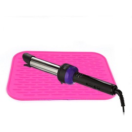 Heat Resistant Mat for Curling Irons, Hair Straightener, Flat Irons and Hair Styling Tools 8.5 in. X 6 in, Food Grade Silicone Mat Pad (Pink)