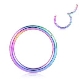 AROWRO 16G Nose Hoop Ring Septum Clicker Cartilage Hoop Earrings Conch Hoop Cartilage Conch Piercing Cartilage Tragus Helix Daith Earrings Cartilage Piercing Jewellry Conch Jewellry 12mm Rainbow