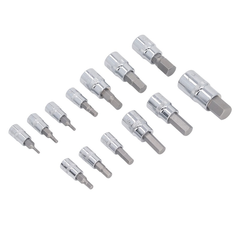 13 Pcs Hex Bit Socket Set 1/4 3/8 1/2 Inch