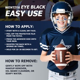 48Pairs 2 Colors Black Blue Sports Eye Black Temporary Tattoos, Smudgeproof EyeBlack Sticker for Football Baseball Softball Lacrosse Themed Birthday Party Supplies