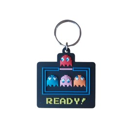 Pyramid Pac-Man (Group) Rubber Keyring