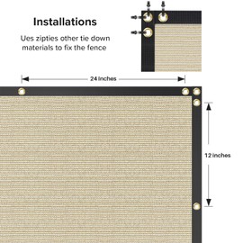 INFRANGE Heavy Duty 195GSM Beige 14' x 18' Fence Privacy Screen Windscreen,with Bindings & Grommets Mesh Shade Net Cover for Wall Garden Yard Backyard-Cable Zip Ties Included