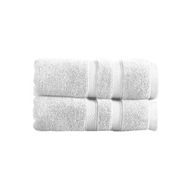 Christy Chroma Hand Towels Set | Set of 2 | Highly Absorbent Heavyweight 675GSM | Bold and Bright | Soft Velvety Smooth Bathroom Shower Towels | 100% Cotton | White