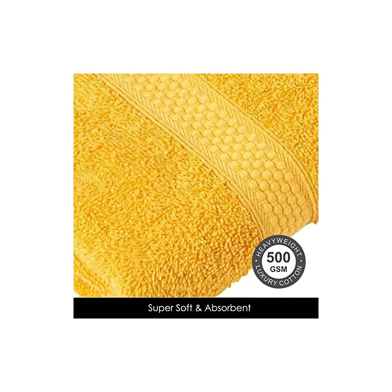 HOMESCAPES Ochre Yellow Turkish Cotton Bath Towel Super Soft Thick