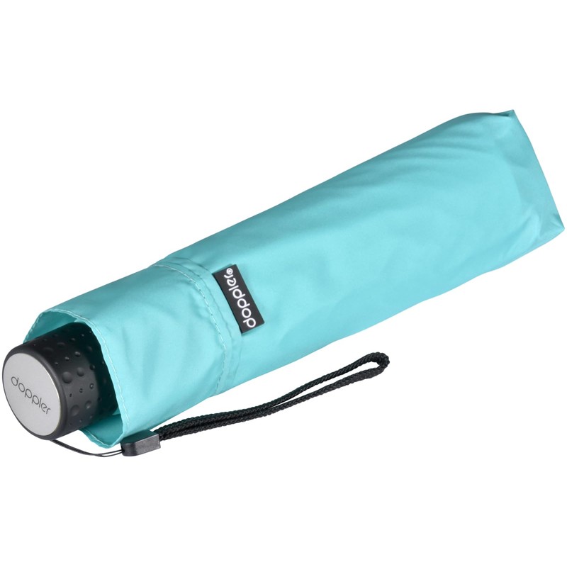 doppler Pocket Umbrella Fibre Havana Plain, aqua blue, 90 cm,