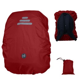 Hosifiy Waterproof Backpack Cover with Reflective Strips & Non-Slip Cross Buckle Strap for School Bag, Hiking, Camping, Cycling (Red, M/45L)