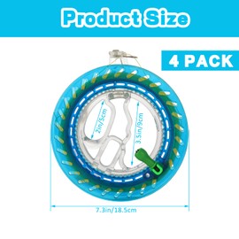 CYEAH 4 Pack Kite String with Reel, 7 Inch Dia Kite Reel Winder Grip Wheel with 656 Ft Flying Line String, Kite Flying Line with Smooth Spool & Tangle-Free Design for Outdoor Kite Flying Experience