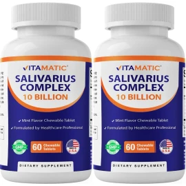 Vitamatic Salivarius Complex 10 Billion  Mint Flavored Tablet - 60 Count-2 Pack