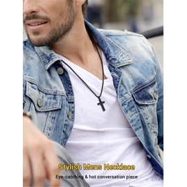 PROSTEEL Black Cross Necklace Antique Crucifix Pendant with Stainless Steel Chain Religious Jewelry Gifts Valentines Day