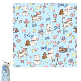 fufupaw Cat Claw Cutter, Cat Claw Cutter, Cat Control Mat, Multifunctional Pet Tool, Cat Wrap for Nail Edges, Cat Grooming Cloth (Blue)