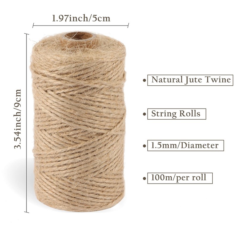 Handyman Crafts Natural Jute Twine Hemp Rope (1.5mm/2mm/3mm/6mm) Durable String