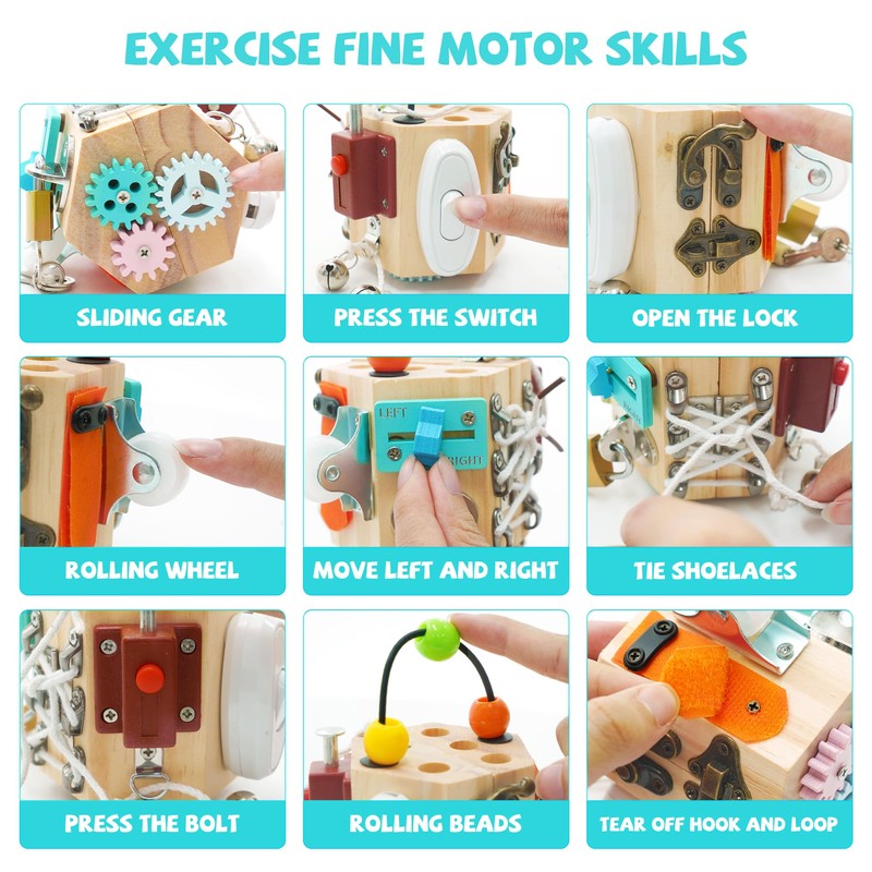 Maycoly Busy Board Baby 15-in-1 Busy Activity Cube Fidget Cube