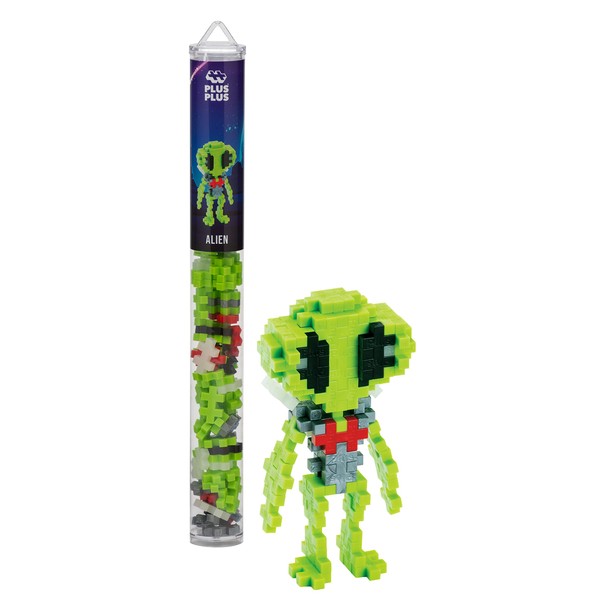 PLUS PLUS - Alien - 70 Piece Tube, Construction Building Stem/Steam Toy, Mini Puzzle Blocks for Kids