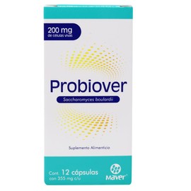 PROBIOVER - Suplemento Alimenticio - Próbióticos de Levadura - Frasco con 12 Cápsulas de 200mg                                                        