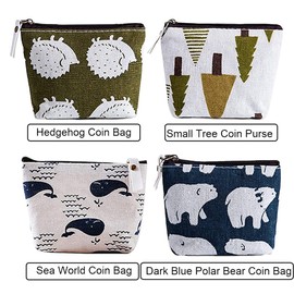 Generic GZM3 4pcs Coin Storage Bag Cute Women Girls Kids Mini Canvas Purse for Keys Credit Card Headset