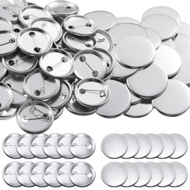 300 piezas de suministros para hacer botones en blanco, piezas redondas de botones de metal para máquina de hacer botones, incluye carcasa de metal y película transparente (placa de estaño, 1.46 pulgadas)