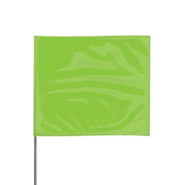 Presco Steel Wire Staff Marking Flags: 2-1/2 in. x 3-1/2 in. Flag / 15 in. Steel Wire (Neon Lime) [1 Pack of 12 Flags]