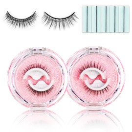 ZHISHUDL Self Adhesive Eyelashes,Reusable Self Adhesive Eyelashes,Press On No Glue Reusable Adhesive False Eyelashes Natural Look Self-adhesive Eyelashes with 10 Extra Glue Strips - W02+W03