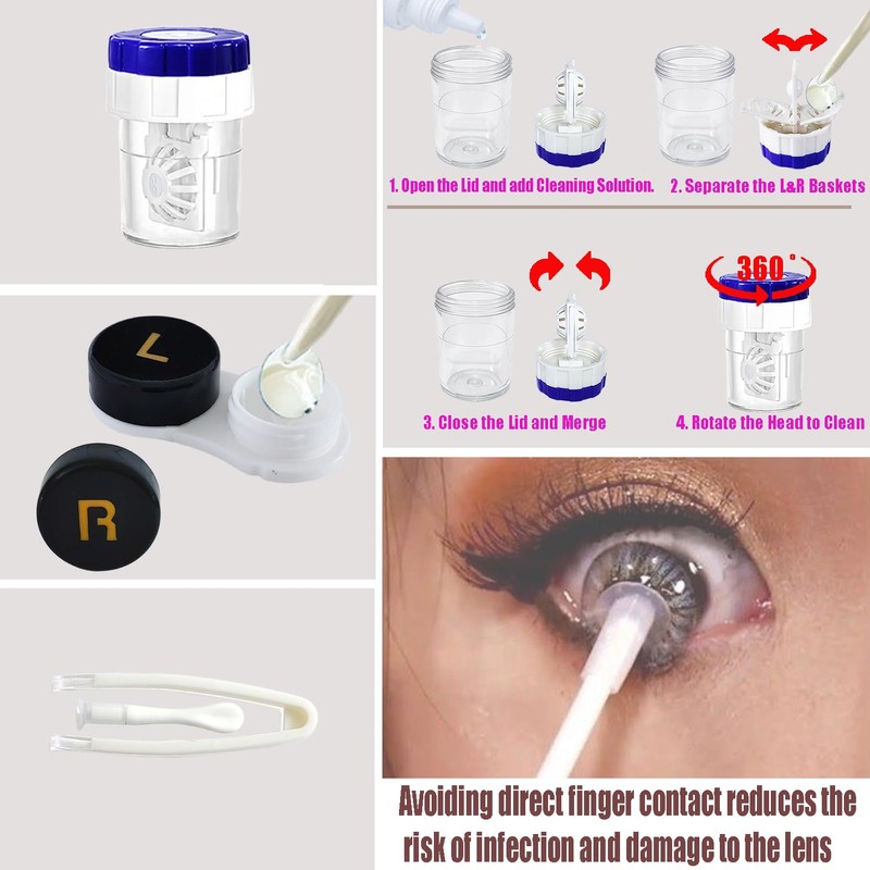 Contact Lens Case with Cleaner Washer Contact Lens Box Kit