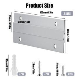 2 Pairs French Cleat Picture Hanger 4 Inches Aluminum Z Hanger Supports Z-Clamps Splint Hardware Kit Wall Bracket Interlocking for Mirrors Panels Shelves Gallery Picture Headboards Art Frames 4"