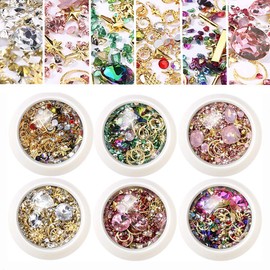 6 Case Mixed Rhinestone Set, Prion, Colorful Parts, Aurora Nail Parts, Gel Nails, Range, Nail Art