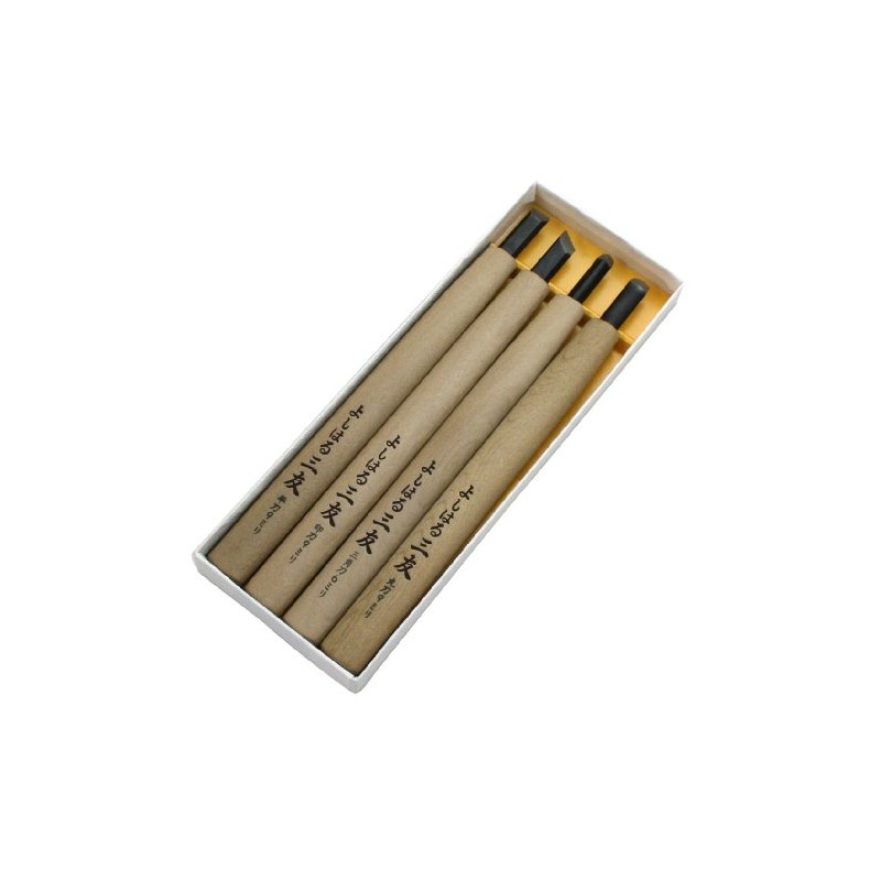 義春刃物 最高級 付鋼製 別製 よしはる三友 彫刻刀 紙箱入 4本組 Y-4