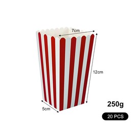 20 PCS 7x5x11cm Popcorn Boxes Popcorn Bags Red and White for Birthday Party Festivals Movie Night Supplies