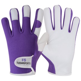 Tussan Sports Leather Gardening Gloves for Men and Women - Breathable Thorn Proof Gardening Gloves - Multipurpose Construction, Woodworking, Welding Gloves - Heavy Duty Work Gloves (Purple, S)