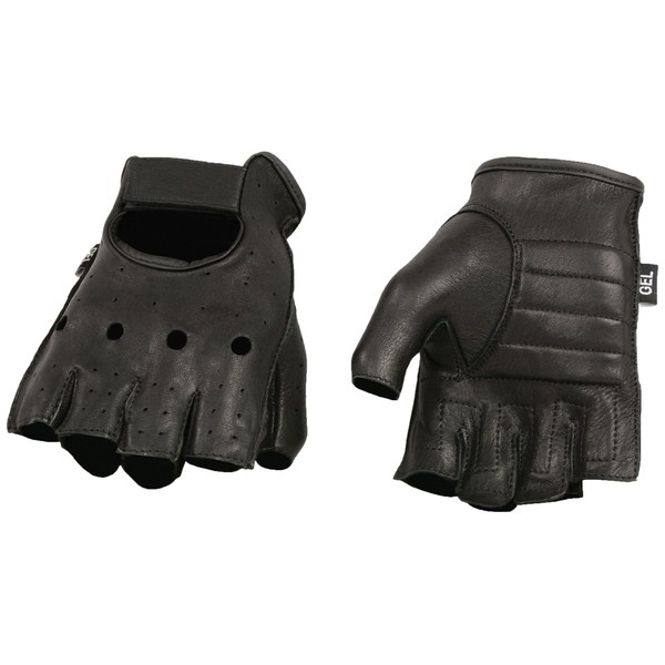 Shaf International SH851 Deer Skin Fingerless Gloves with Gel Padded Palm (Black, Medium)
