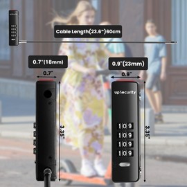 UP Security Combo Cable Bike Lock, 4 Digit Combination Lock for Outdoor Fence Gate, Luggage Safe, Scooter, U Cable Lock with Code, for Refrigerator (Black+Black, 23.6"(60cm) Cable)