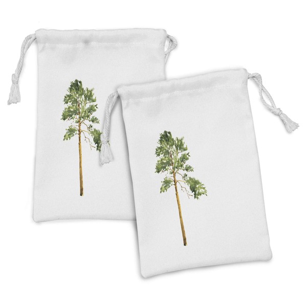 Ambesonne Tree Fabric Pouch Set of 2, Aquarelle Sketch of