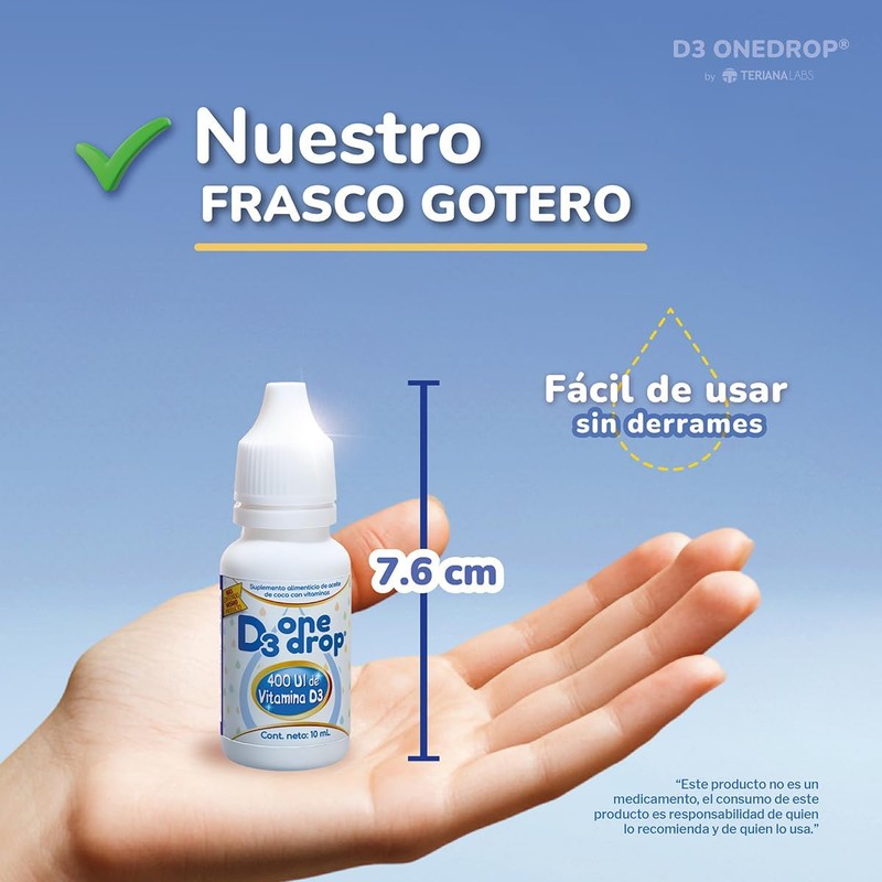 Vitamina D3 ONEDROP frasco con 10 mL, 400 UI