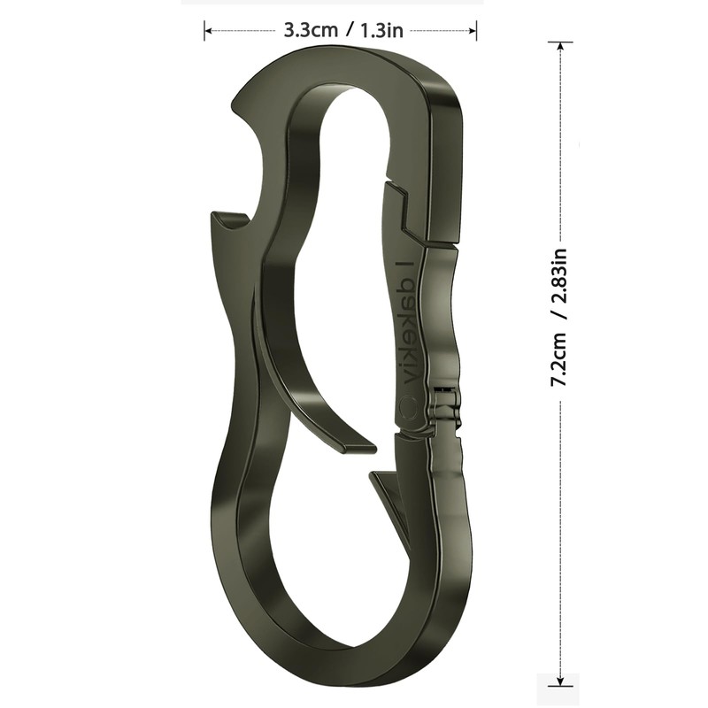 Idakekiy Dual Carabiner Keychain Mutil Tool with Key Chain Bottle
