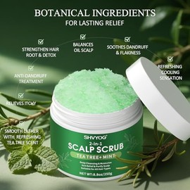 SHVYOG Exfoliante para el cuero cabelludo, árbol de té y aceite de coco exfoliante para picazón en el cuero cabelludo, champú exfoliante desintoxicant