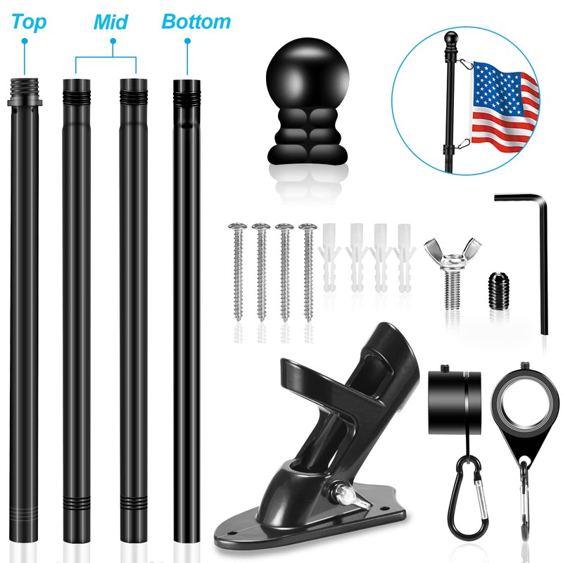 5 FT House Flag Pole Kit, 1" Spinning Thicken Stainless