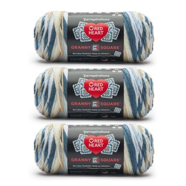 Red Heart All in One Granny Square Aran - Soft Sky Yarn - 3 Pack of 250g/8.8oz - 100% Acrylic - #4 Worsted (Medium) - 381m/417Yards - for Knitting, Crochet and Amigurumi