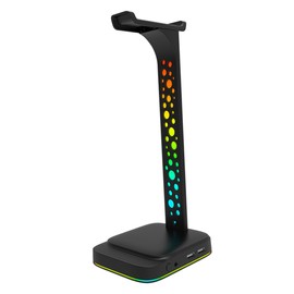 DOITOOL RGB Gaming Headset Stand Led Lighting and Dual USB Hub Multifunctional Earphone Holder for Desk Organization and