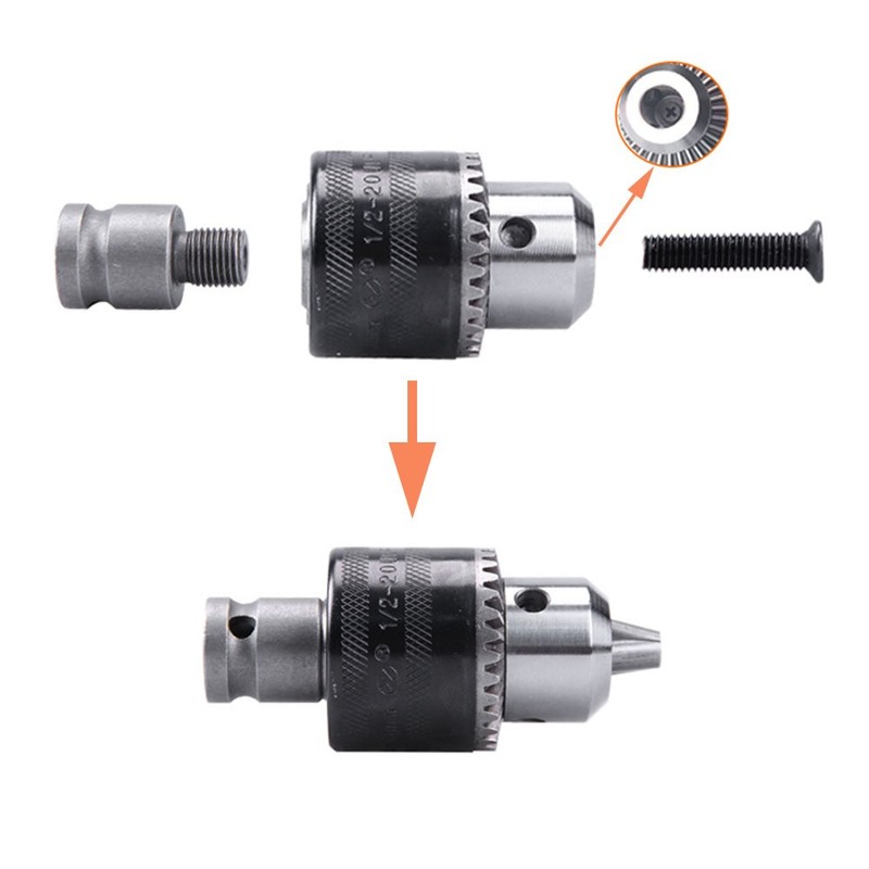 1/2-20UNF Mount 1.5-13mm Capacity Key Drill Chuck for Air Impact