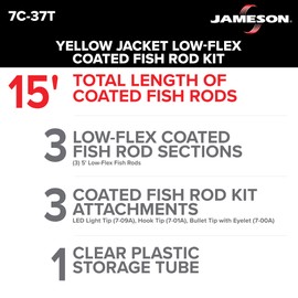 Jameson Low-Flex Yellow Jacket Splinter Shield Coated Fish Rod Kit, Total Length 15 Ft, LED Light Tip Included