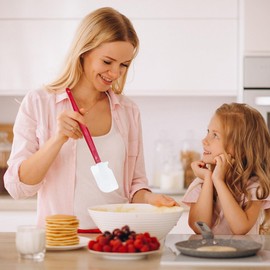 Silicone Rubber Spatula Set 3, High Heat Resistant Silicone Scraper Pack of 3, Commercial Spatula for Cooking, Commercial Grade Butter Scraper Set, Rubber Spatula Set (3 Scapers, in size 10"/14/17")