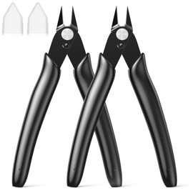 BOENFU Small Wire Cutter Jewelry Wire Cutters Zip Tie Cutters 2-Pack Flush Cut Nippers Precision Small Side Cutting Pliers for 3d Print, Plastic Models, Jewelry, Electronics, Black, 5 Inches, BF-170