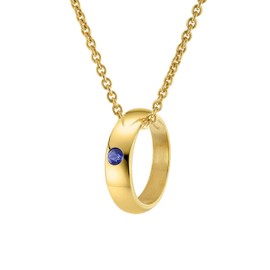trendor 68062 Baptism Ring Pendant 333 Gold with Sapphire on Gold-Plated Chain Timeless Jewellery for Women Elegant Gift Idea, Yellow Gold, Sapphire