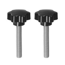 QUARKZMAN Pack of 2 Knurled Screws with Star Handle M12 x 80 mm x 46 mm Star Grip Screw Plastic Knob Stainless Steel 304 Threaded Bolts Clamping Screw Star Grip Nut Clamping Knob for Machine